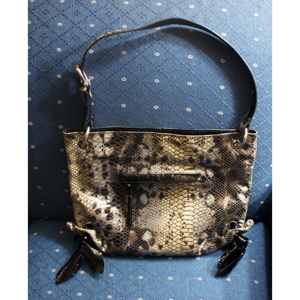 Chez by Cheryl Leather Snakeskin Print Handbag